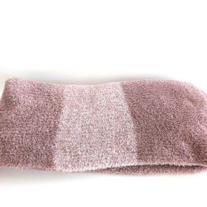 Barefoot Dreams Luxe Heathered Stripe Plush Mauve Soft Dusty Rose Blanket Throw